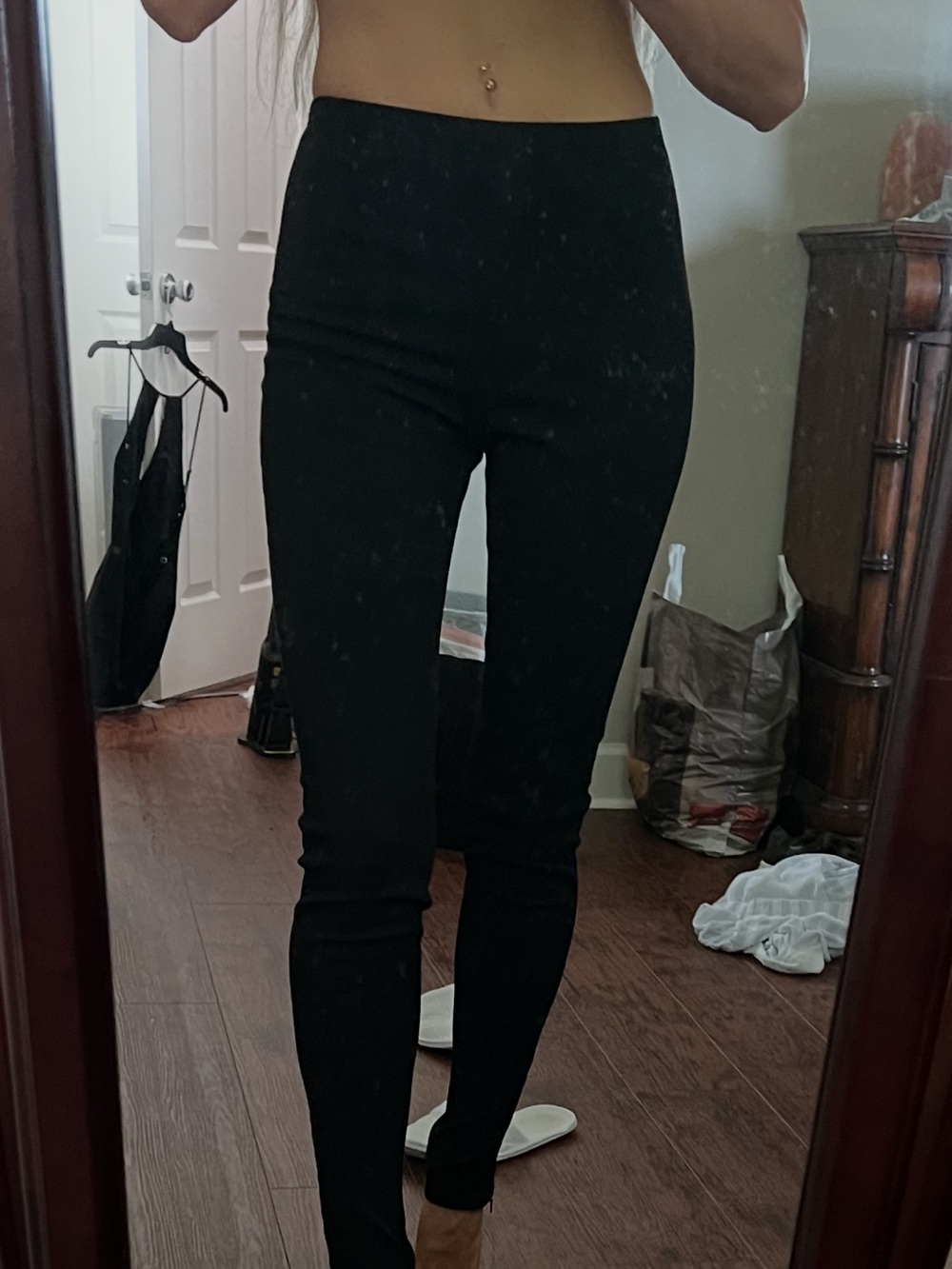 Zara Black Slim Pants with side zippers Size Small NWT